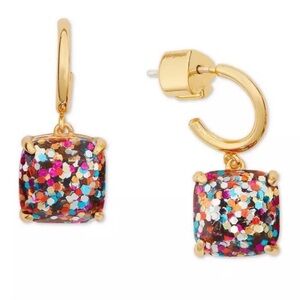 Kate Spade New York ♠️ multi glitter huggie hoop drop earrings